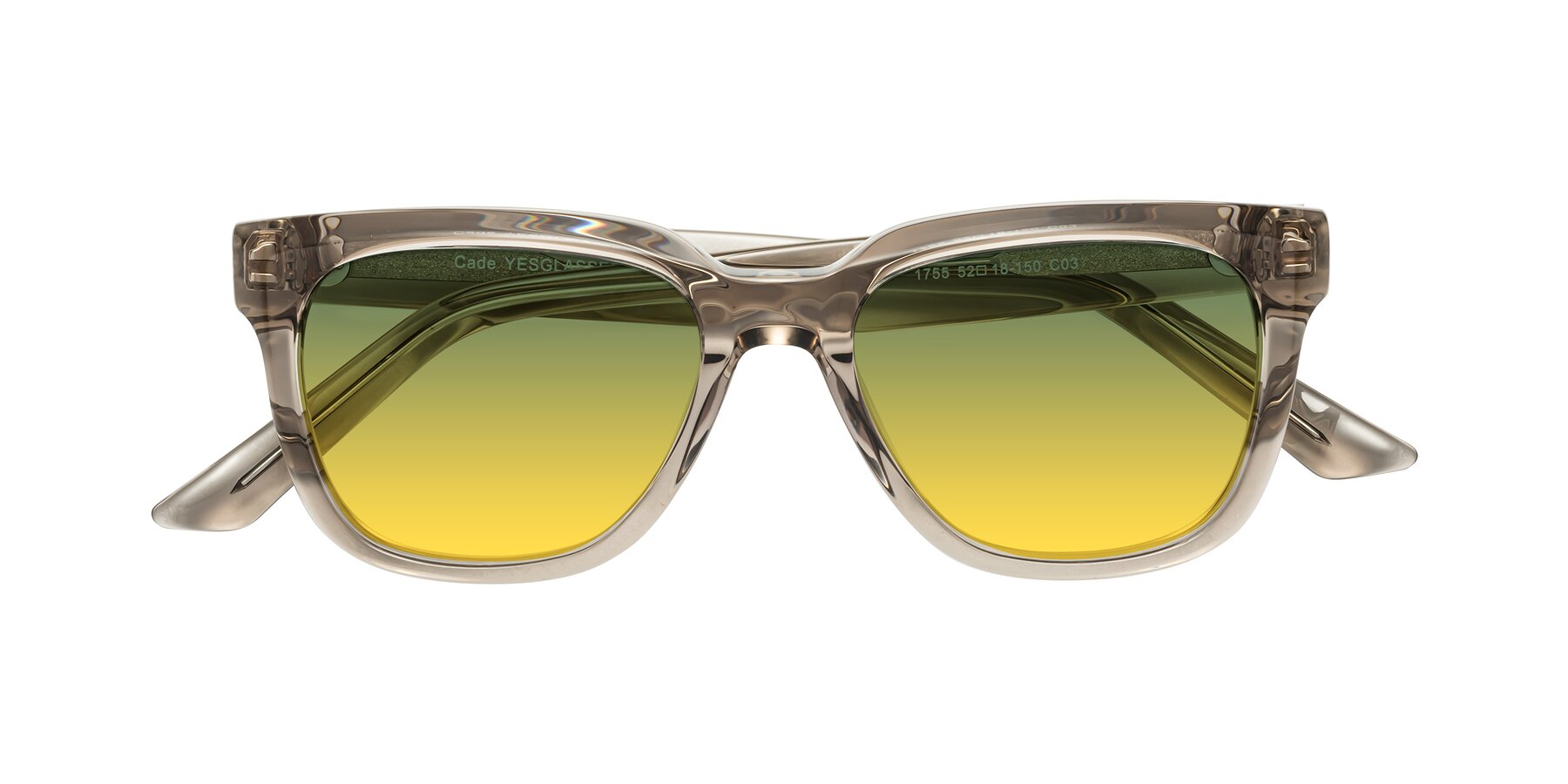 Folded Front of Cade in Champagne with Green / Yellow Gradient Lenses