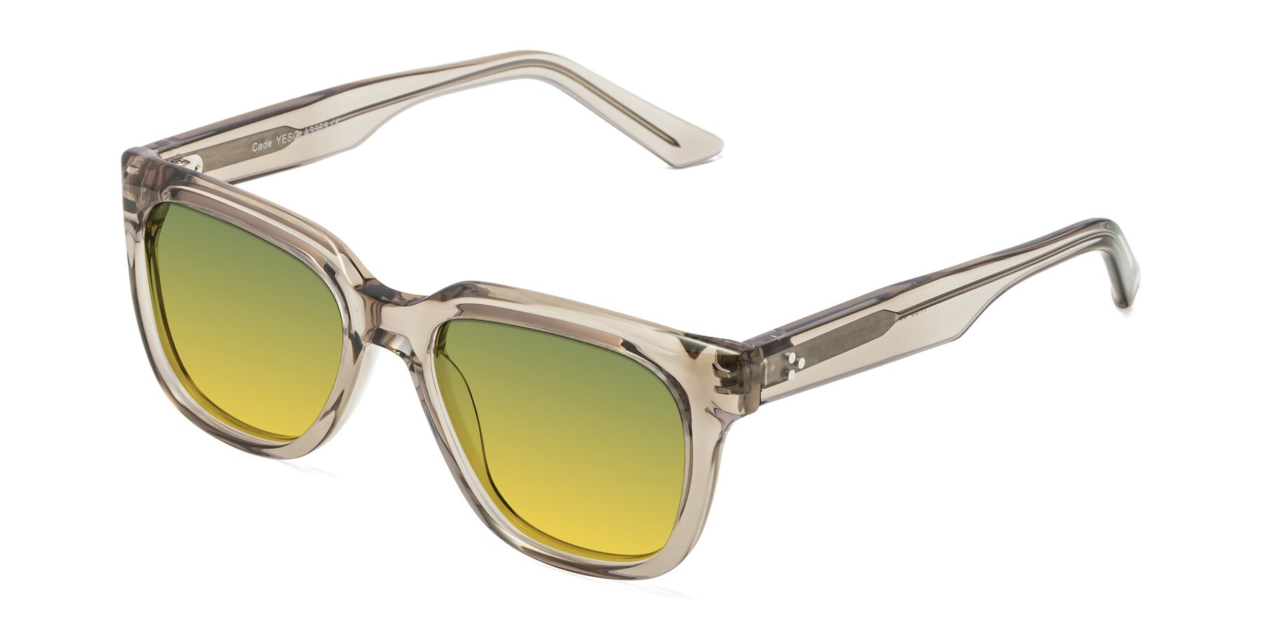 Angle of Cade in Champagne with Green / Yellow Gradient Lenses