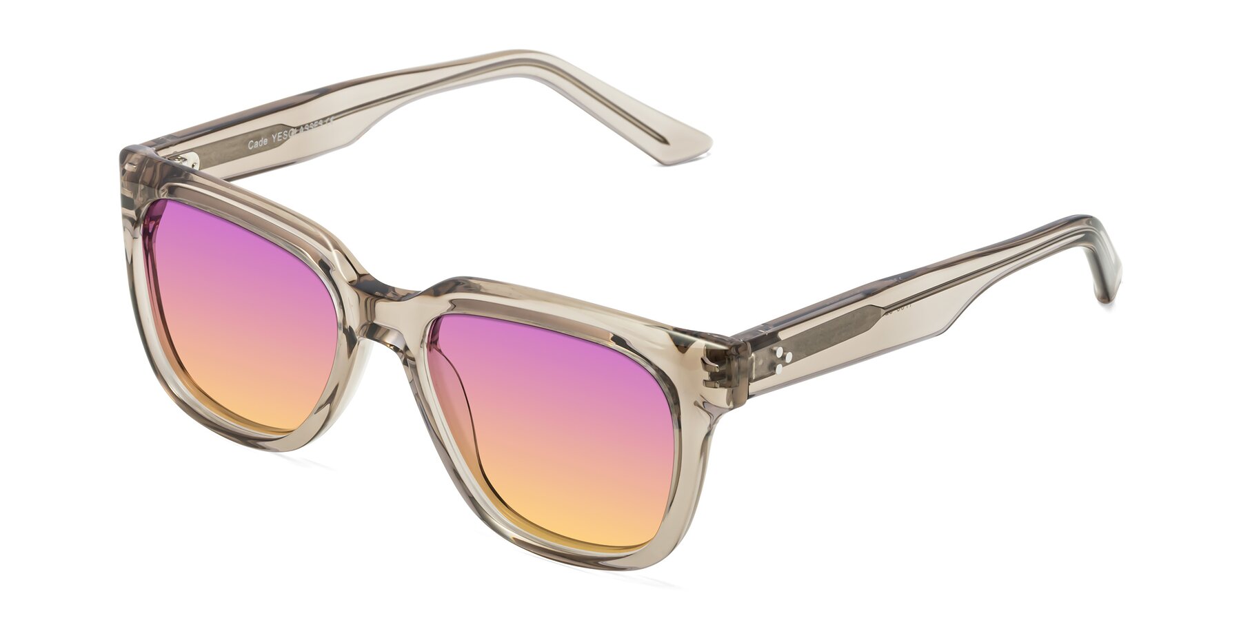 Angle of Cade in Champagne with Purple / Yellow Gradient Lenses