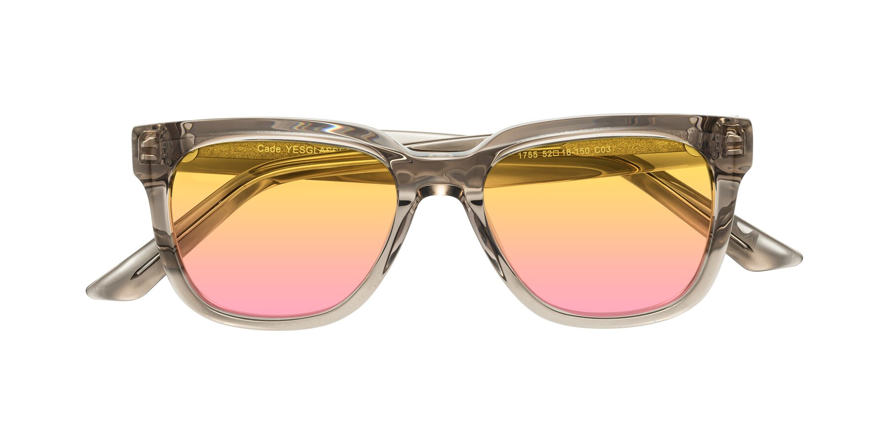 Folded Front of Cade in Champagne with Yellow / Pink Gradient Lenses