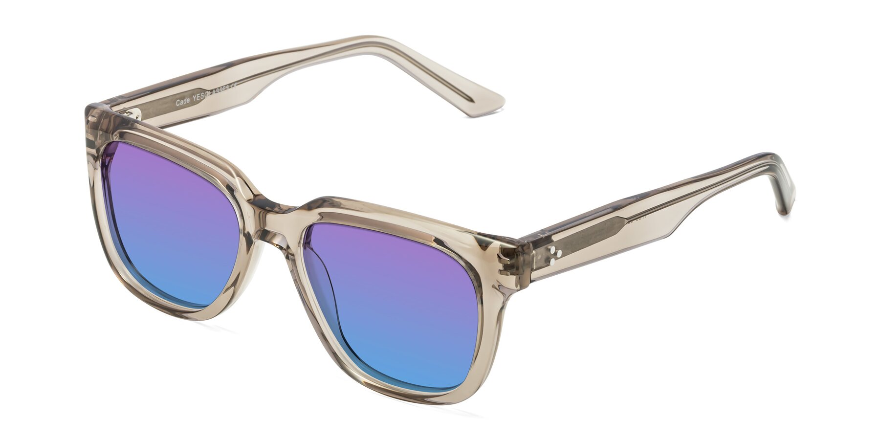 Angle of Cade in Champagne with Purple / Blue Gradient Lenses
