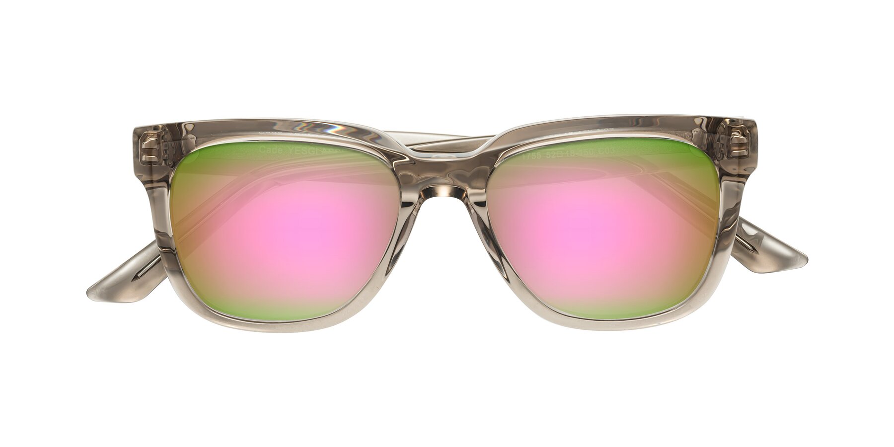 Folded Front of Cade in Champagne with Pink Mirrored Lenses