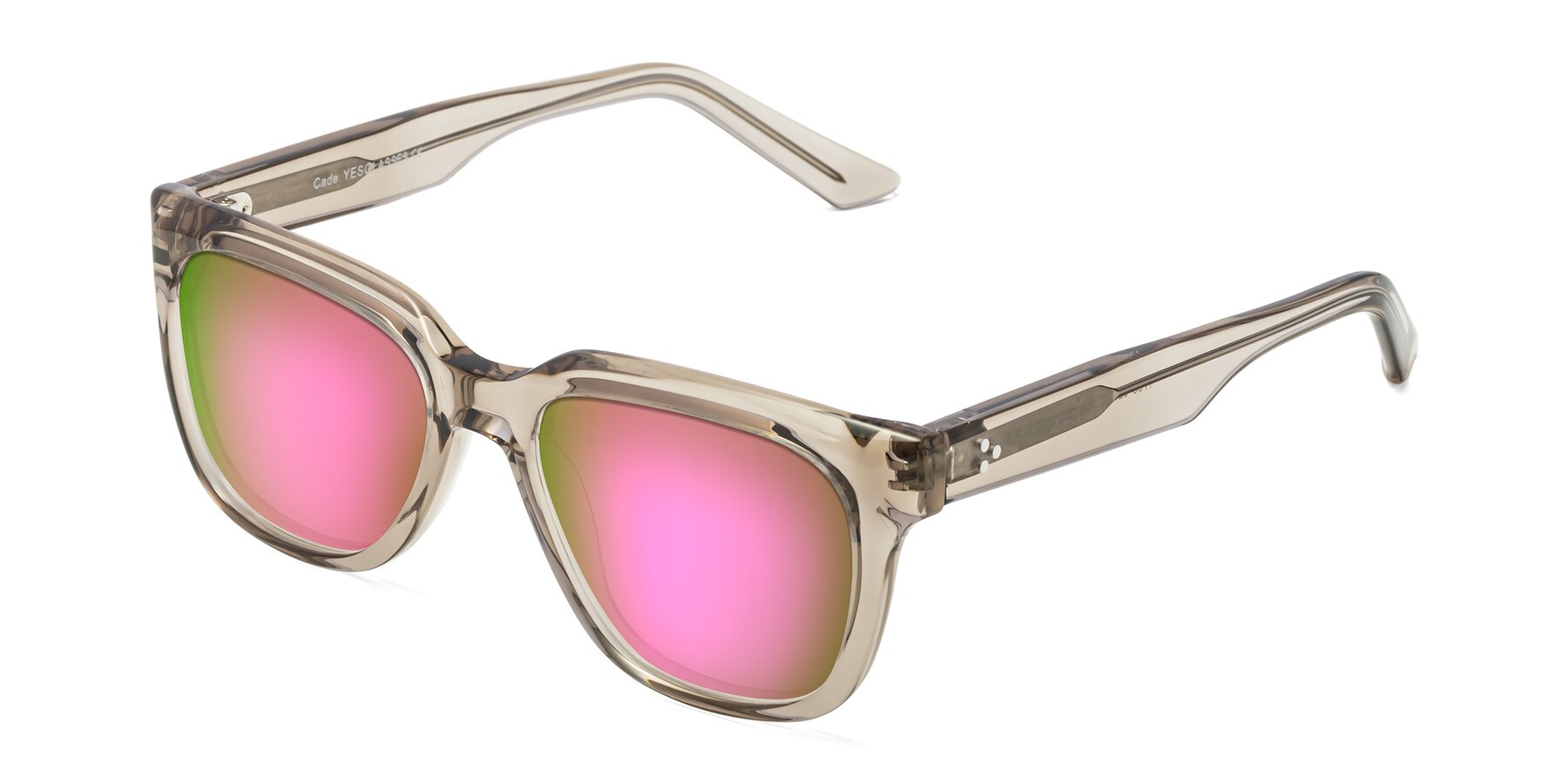 Angle of Cade in Champagne with Pink Mirrored Lenses