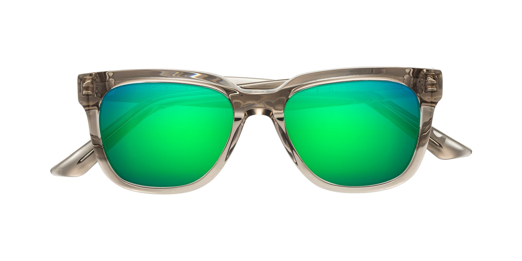Folded Front of Cade in Champagne with Green Mirrored Lenses