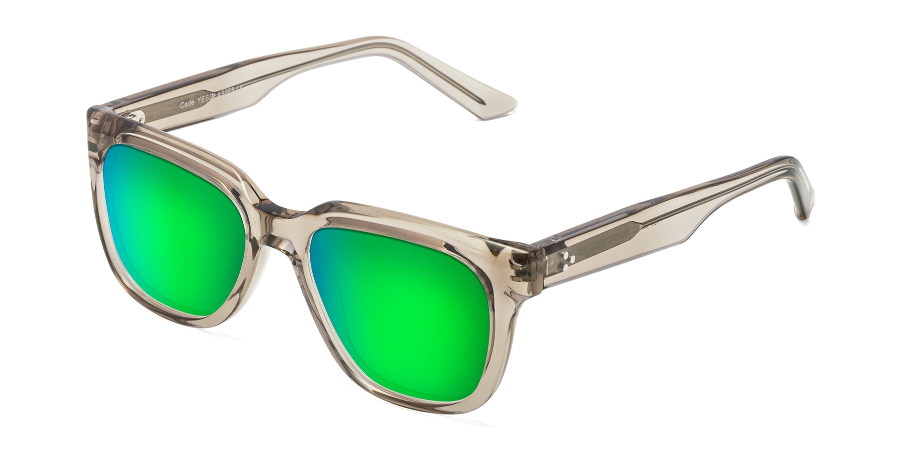 Angle of Cade in Champagne with Green Mirrored Lenses