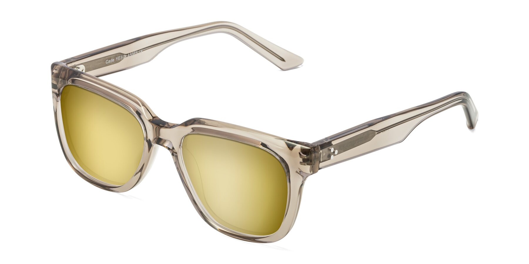Angle of Cade in Champagne with Gold Mirrored Lenses