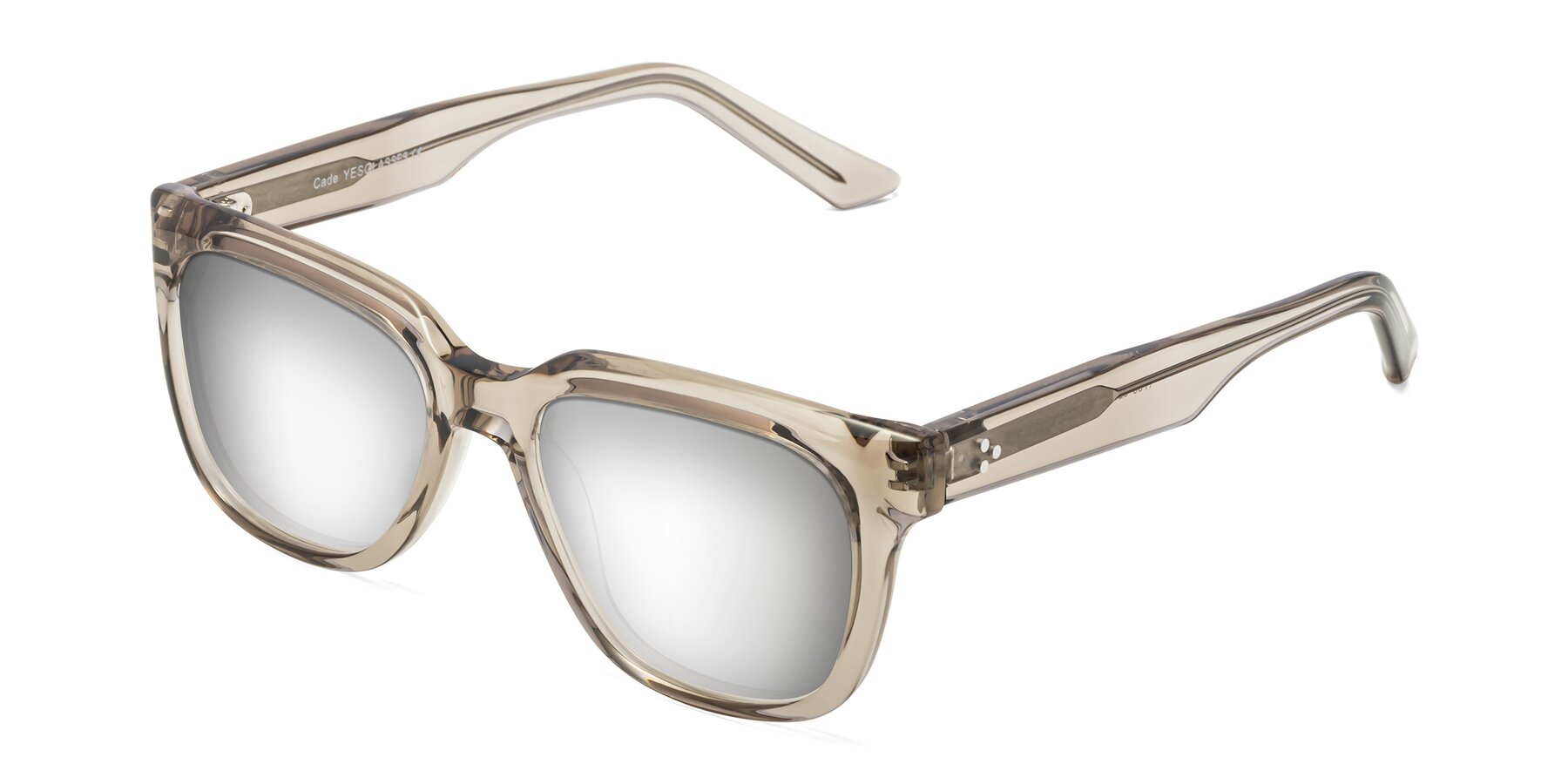 Angle of Cade in Champagne with Silver Mirrored Lenses