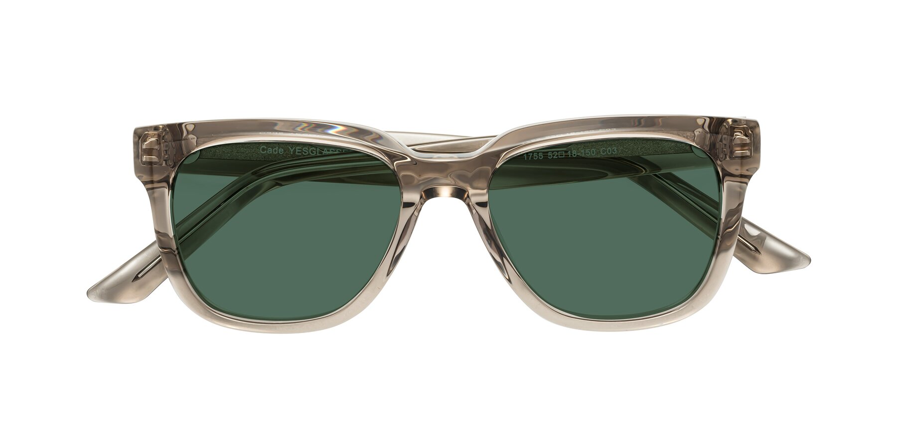 Folded Front of Cade in Champagne with Green Polarized Lenses