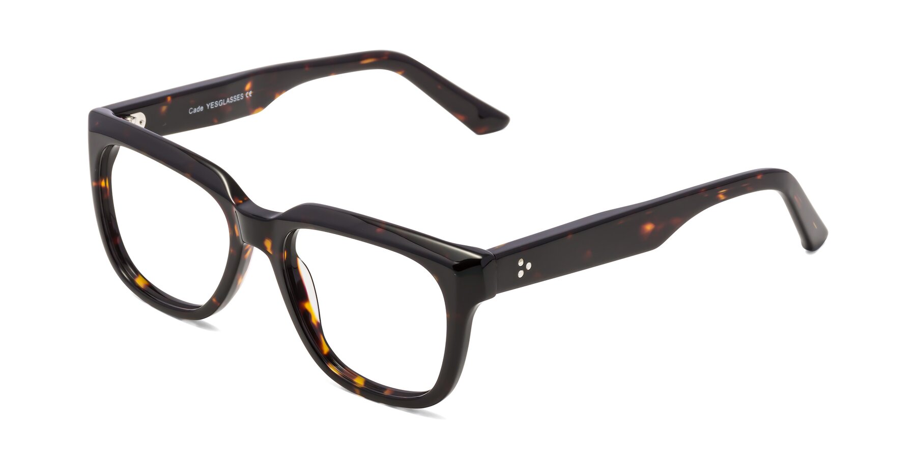 Angle of Cade in Tortoise with Clear Reading Eyeglass Lenses