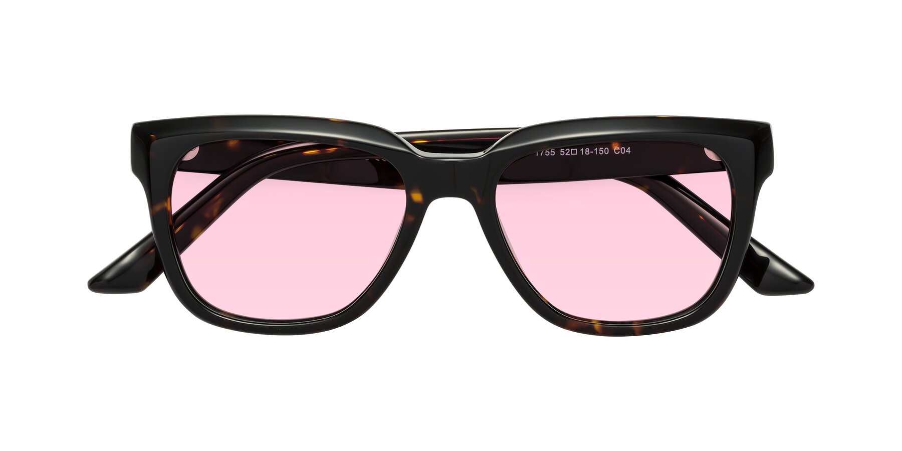 Folded Front of Cade in Tortoise with Light Pink Tinted Lenses