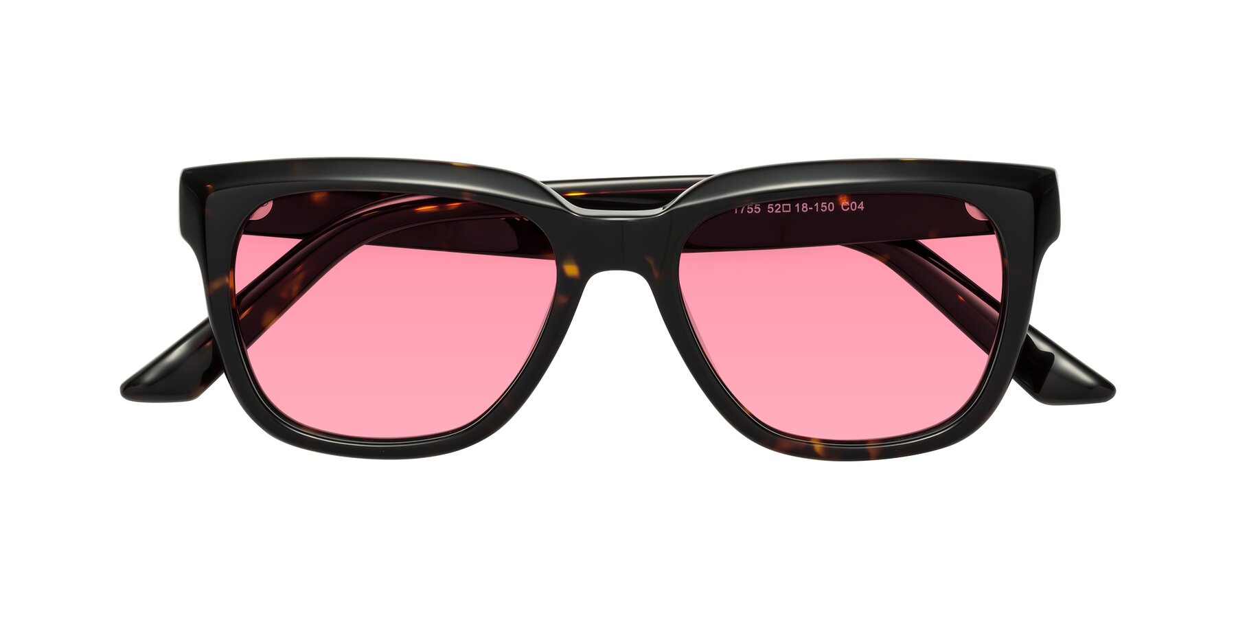 Folded Front of Cade in Tortoise with Pink Tinted Lenses