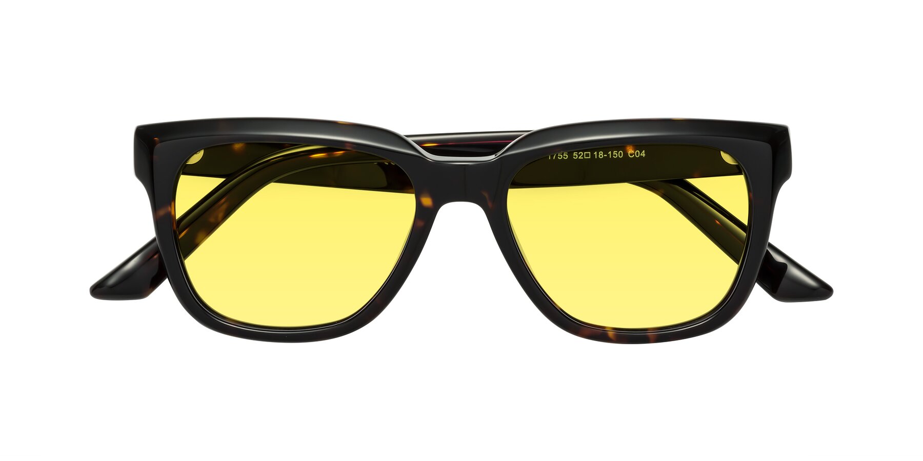 Folded Front of Cade in Tortoise with Medium Yellow Tinted Lenses