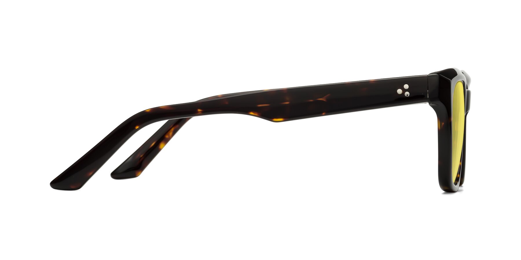 Side of Cade in Tortoise with Medium Yellow Tinted Lenses