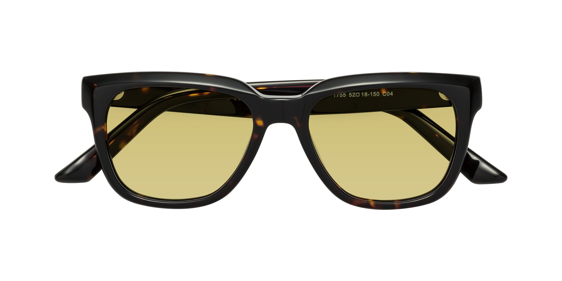 Folded Front of Cade in Tortoise with Medium Champagne Tinted Lenses