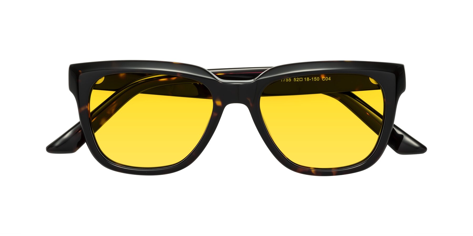 Folded Front of Cade in Tortoise with Yellow Tinted Lenses