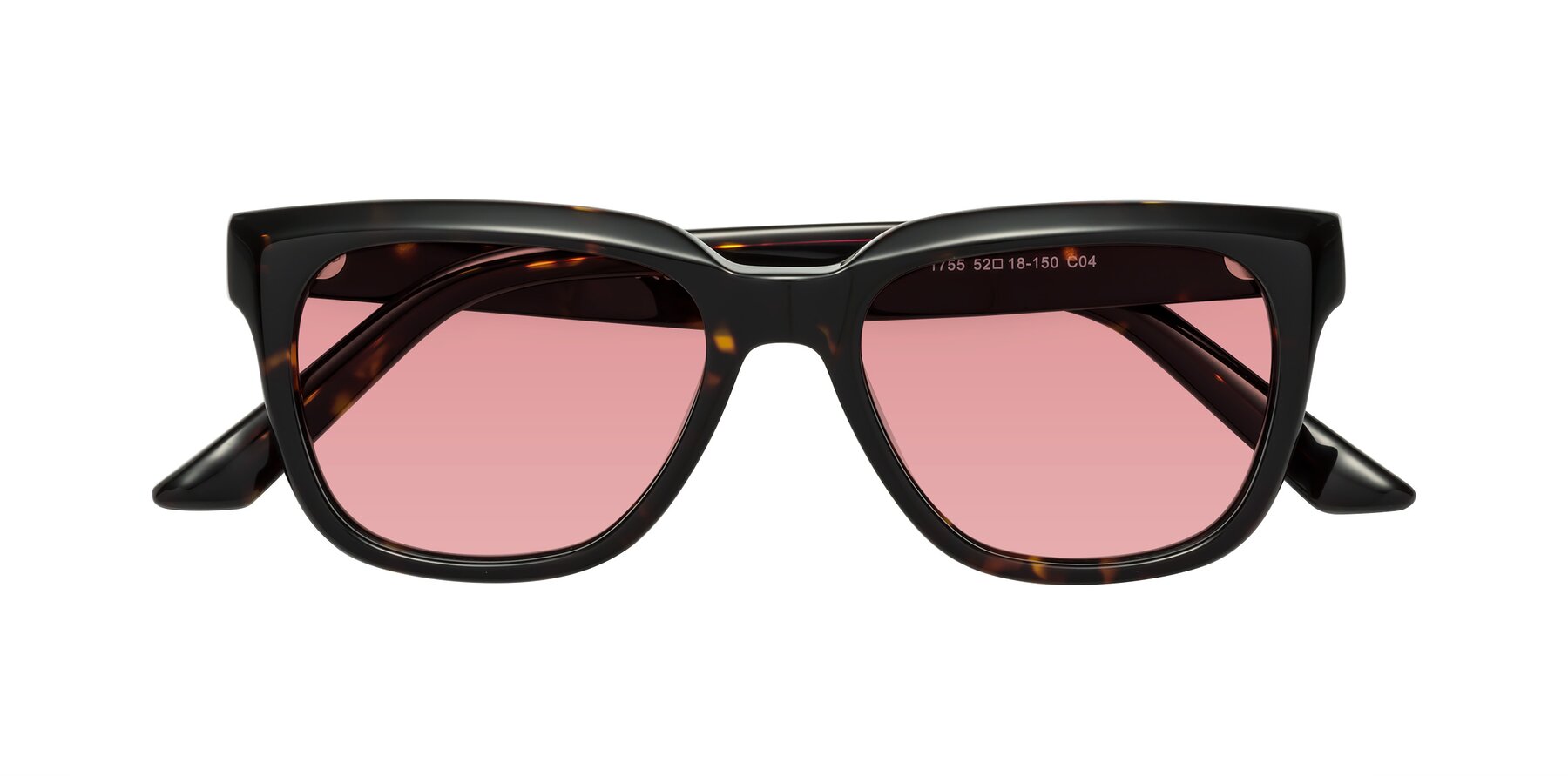 Folded Front of Cade in Tortoise with Medium Garnet Tinted Lenses