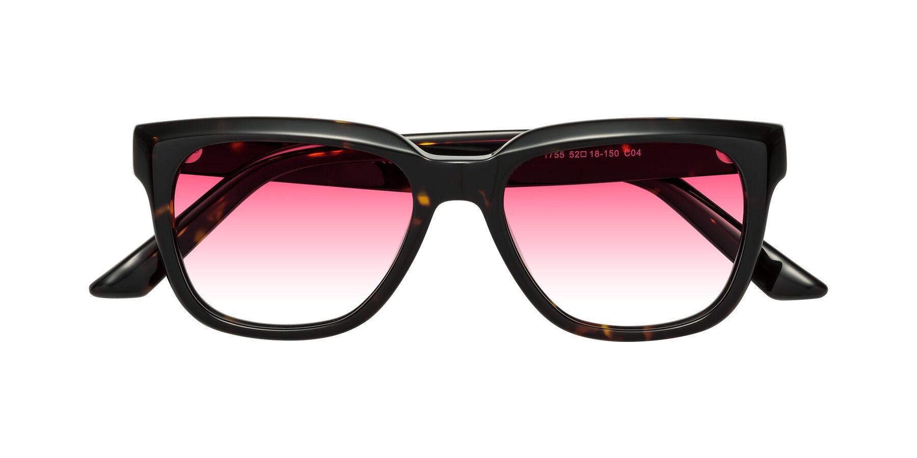 Folded Front of Cade in Tortoise with Pink Gradient Lenses