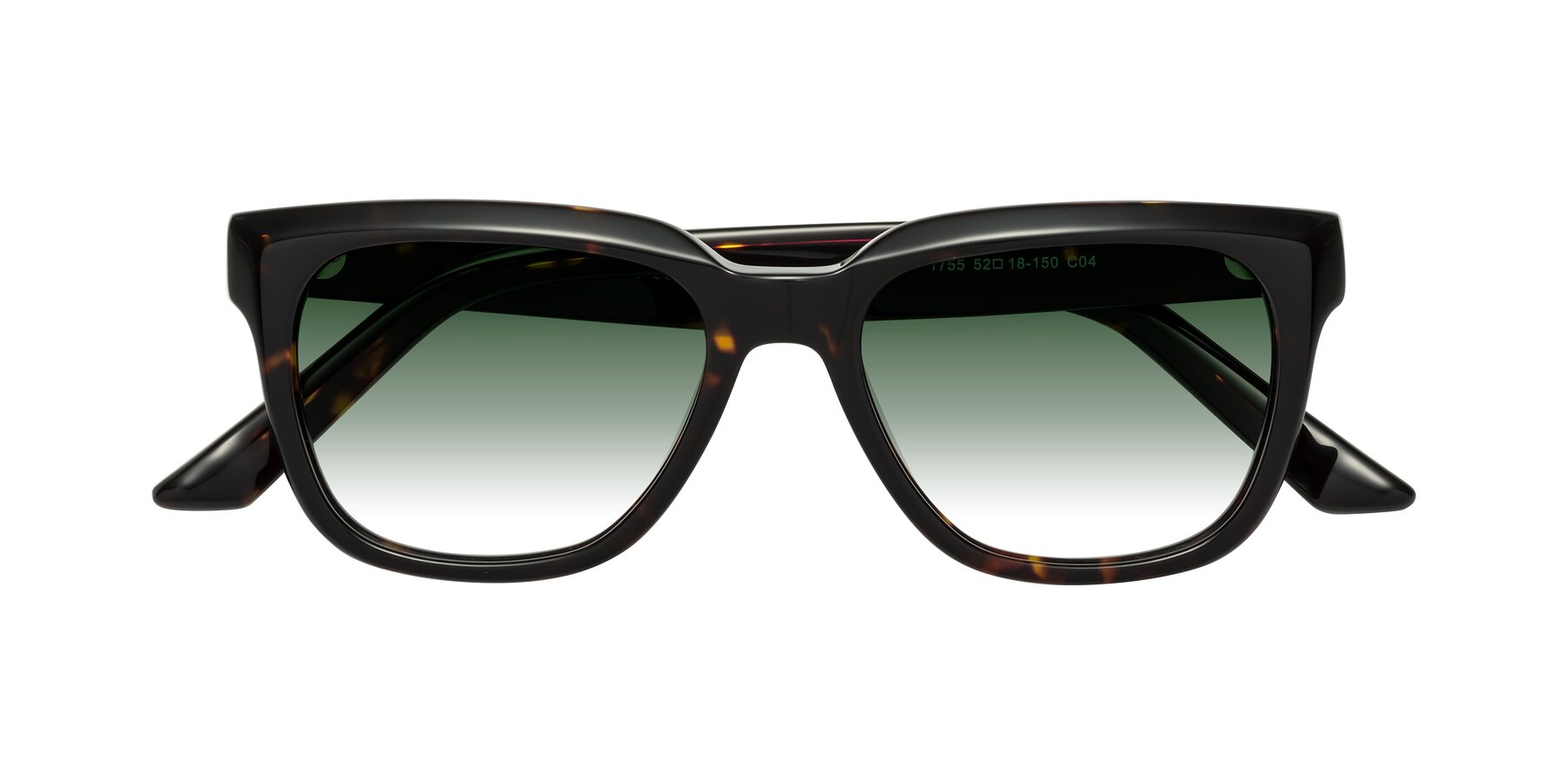 Folded Front of Cade in Tortoise with Green Gradient Lenses