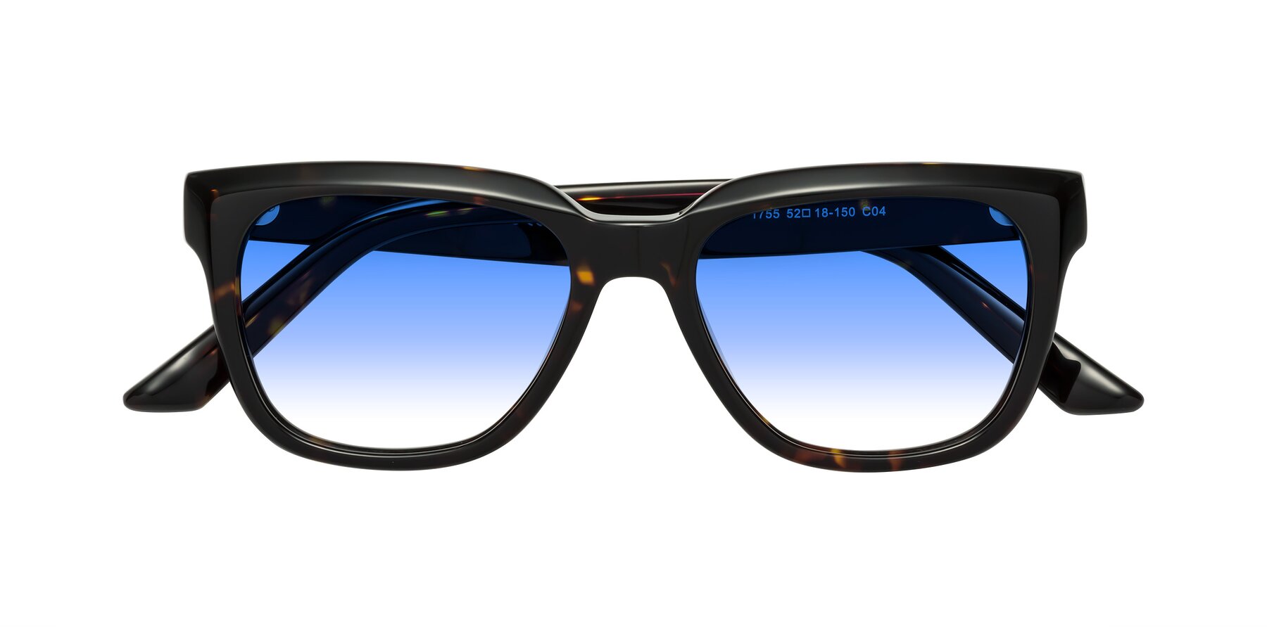 Folded Front of Cade in Tortoise with Blue Gradient Lenses