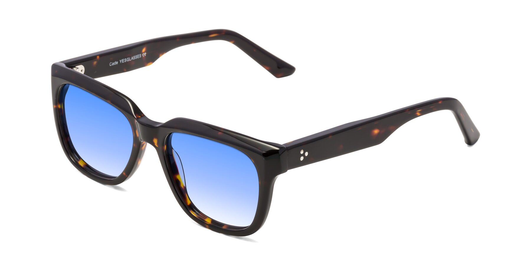 Angle of Cade in Tortoise with Blue Gradient Lenses