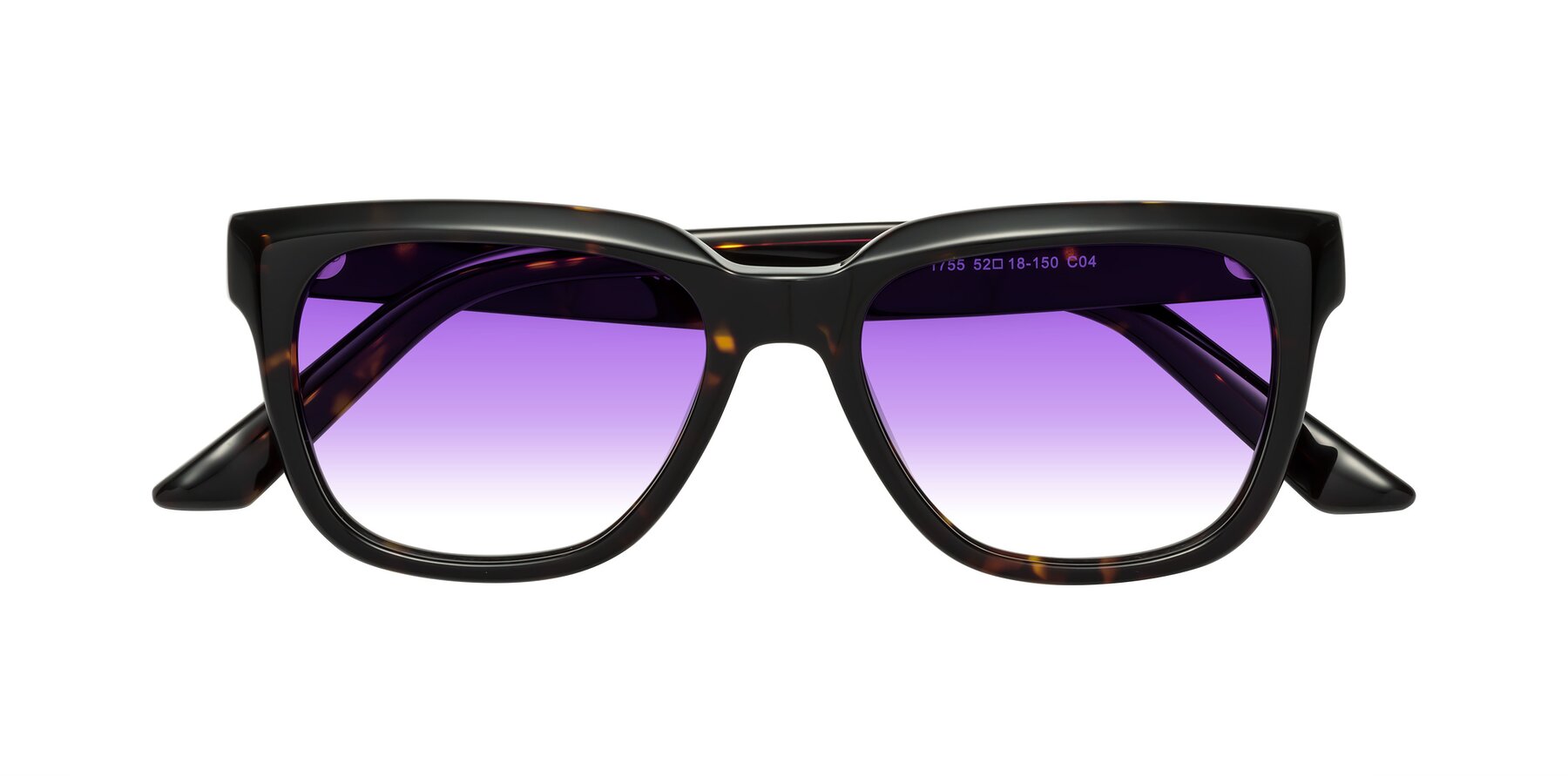 Folded Front of Cade in Tortoise with Purple Gradient Lenses