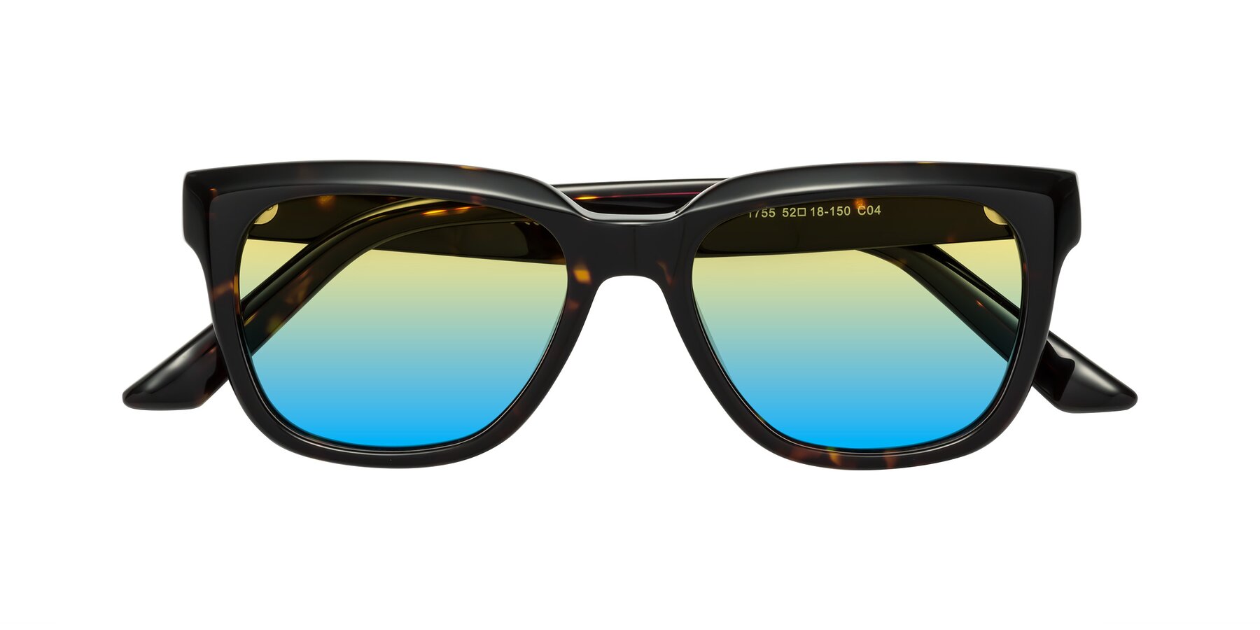 Folded Front of Cade in Tortoise with Yellow / Blue Gradient Lenses