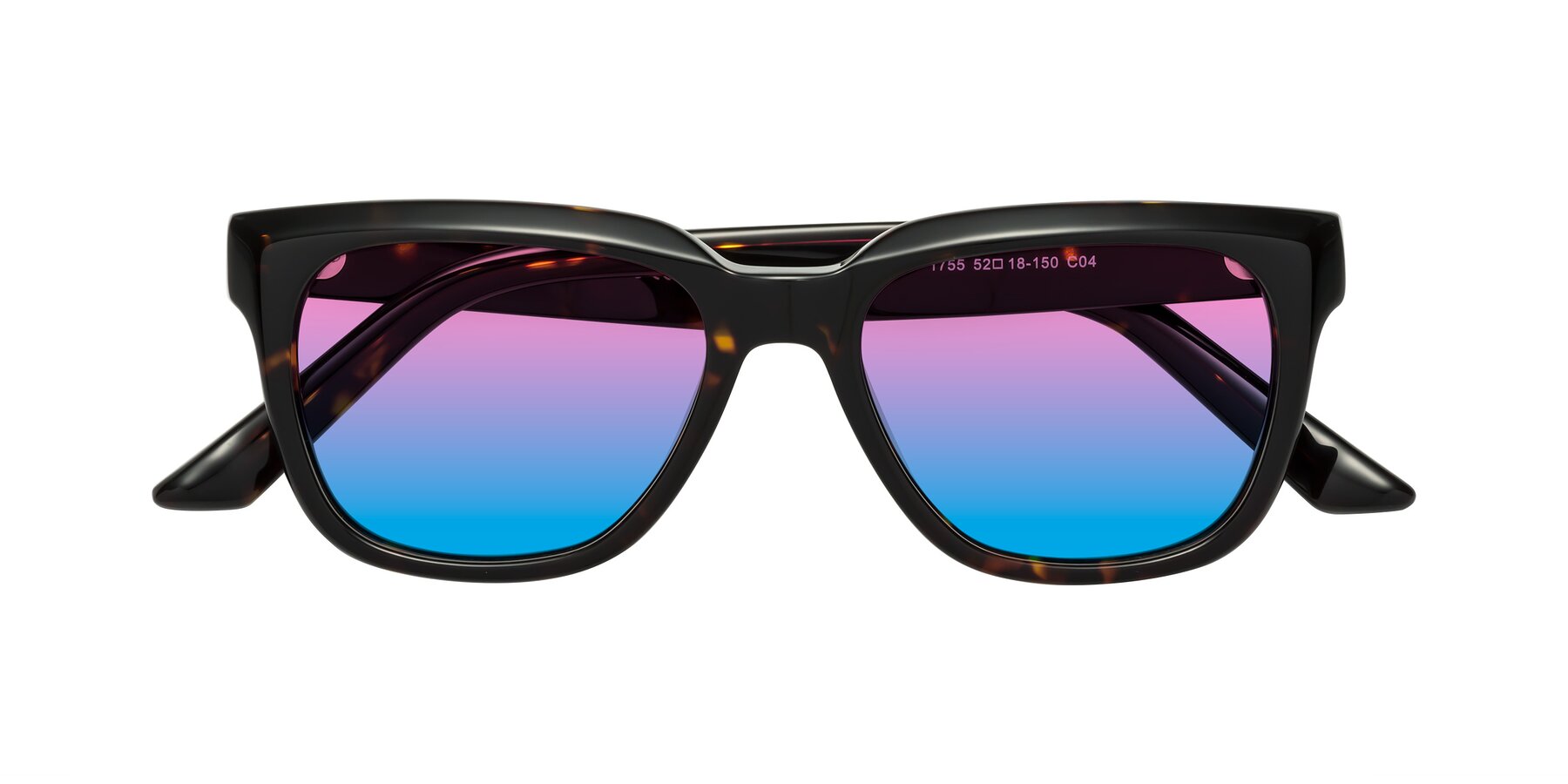 Folded Front of Cade in Tortoise with Pink / Blue Gradient Lenses