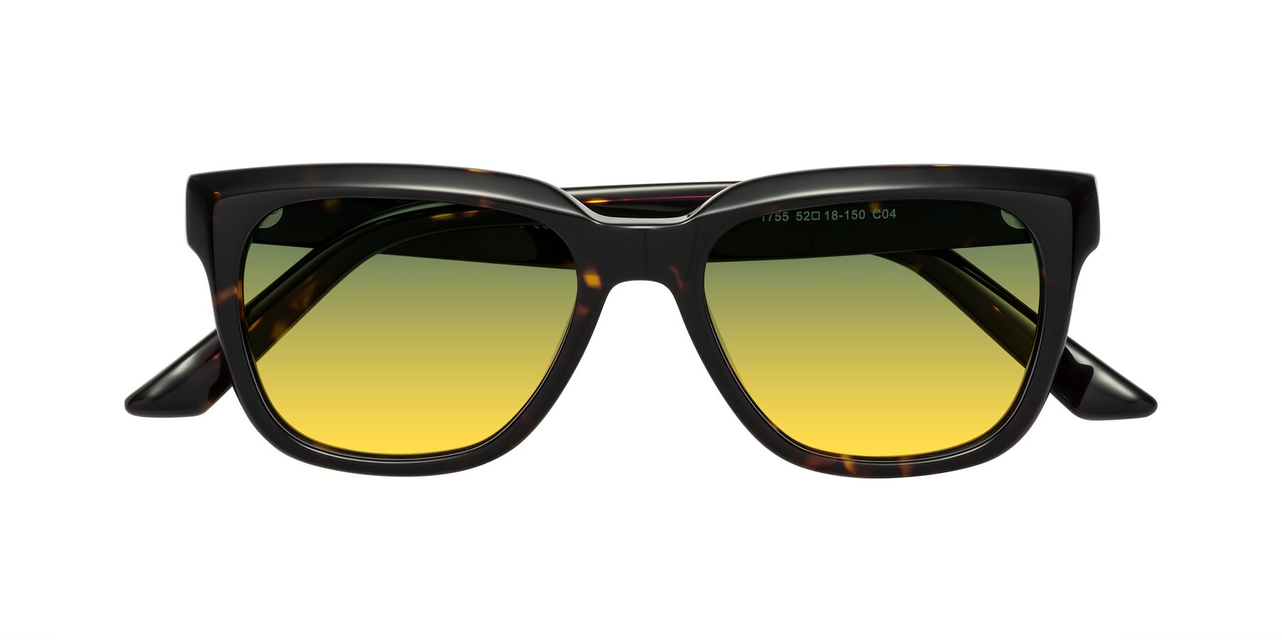 Folded Front of Cade in Tortoise with Green / Yellow Gradient Lenses