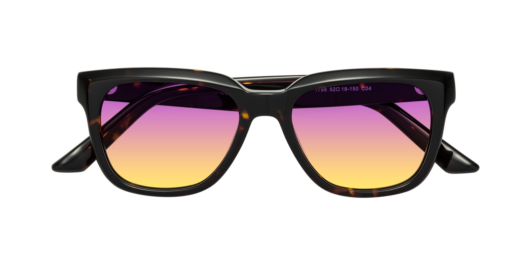 Folded Front of Cade in Tortoise with Purple / Yellow Gradient Lenses