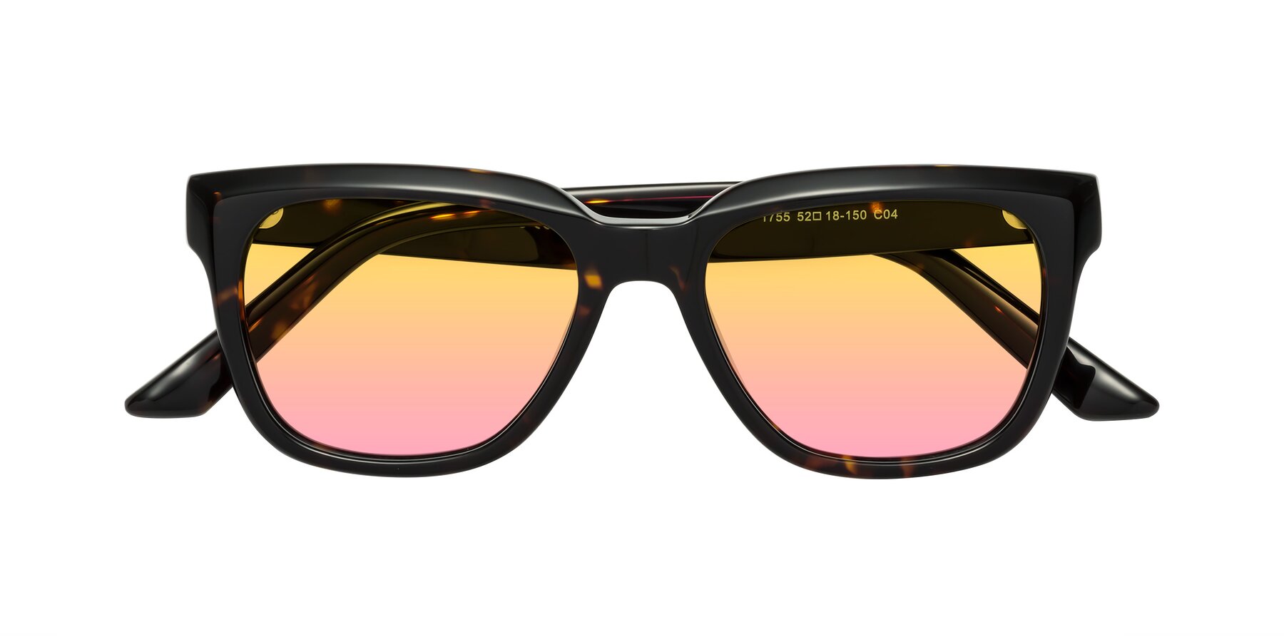 Folded Front of Cade in Tortoise with Yellow / Pink Gradient Lenses