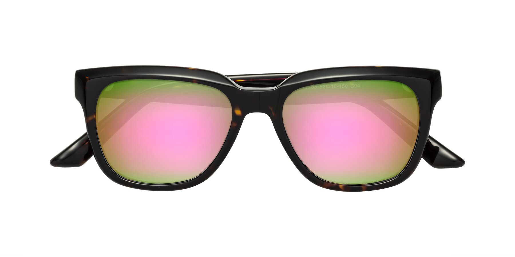 Folded Front of Cade in Tortoise with Pink Mirrored Lenses