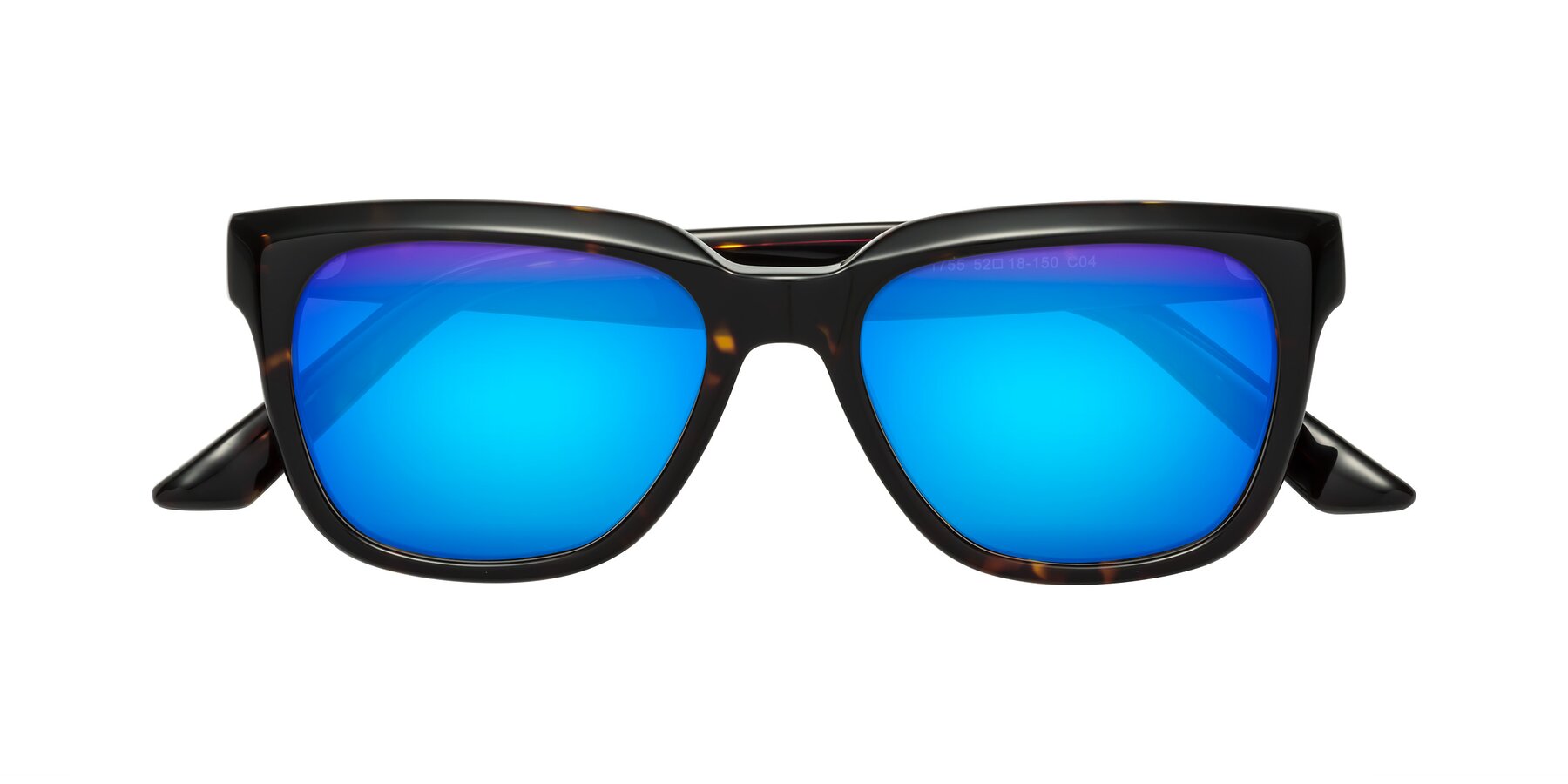 Folded Front of Cade in Tortoise with Blue Mirrored Lenses