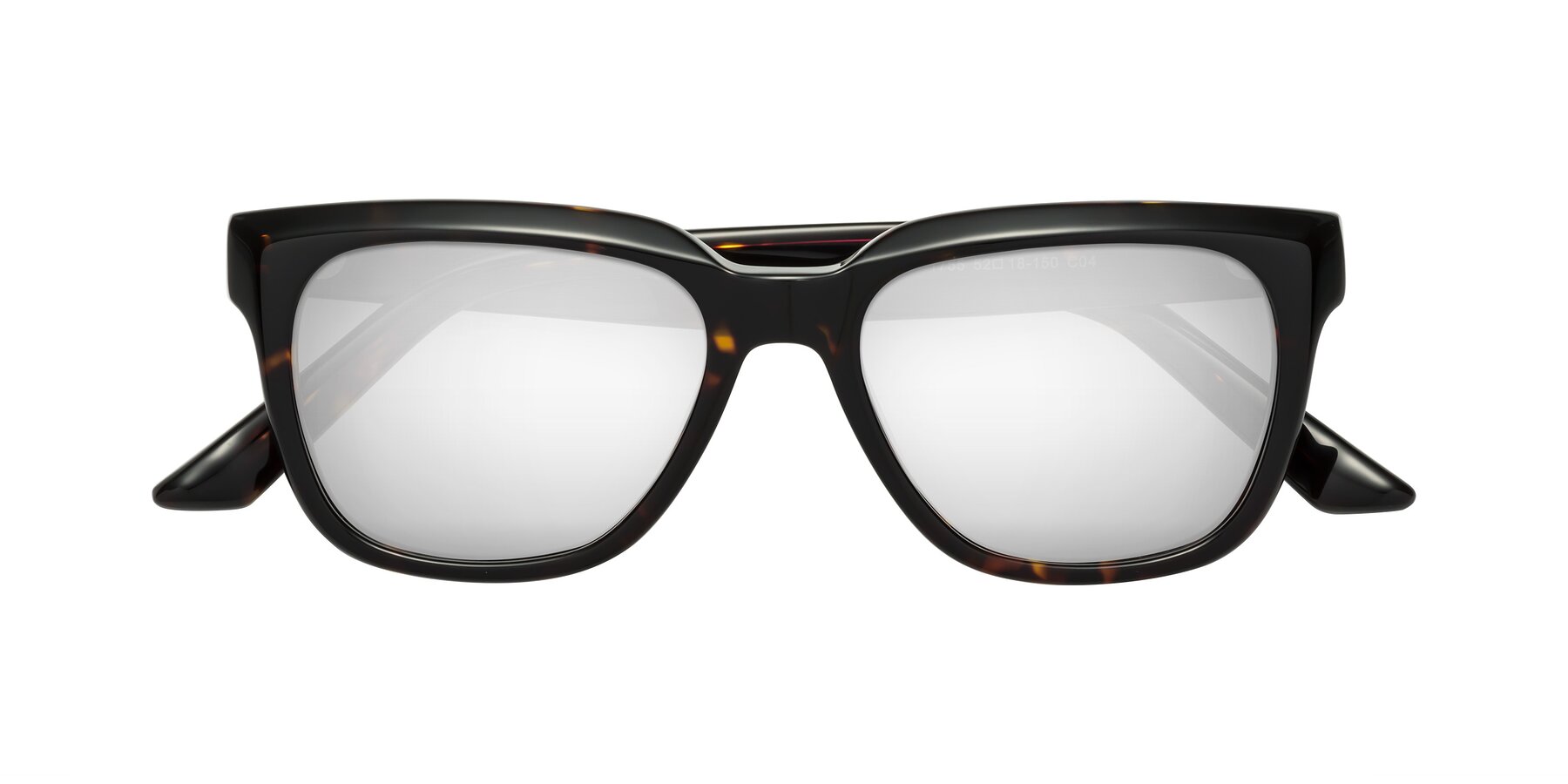 Folded Front of Cade in Tortoise with Silver Mirrored Lenses