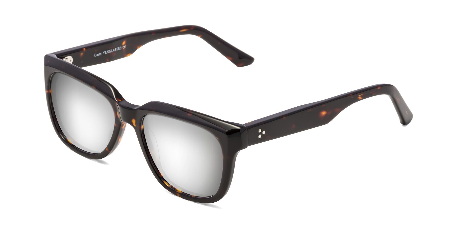 Angle of Cade in Tortoise with Silver Mirrored Lenses