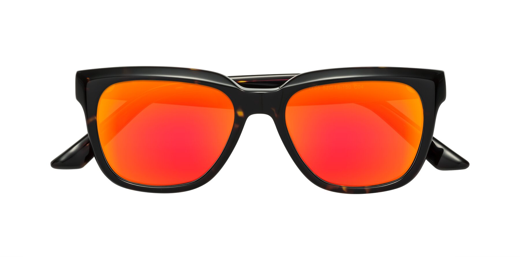 Folded Front of Cade in Tortoise with Red Gold Mirrored Lenses