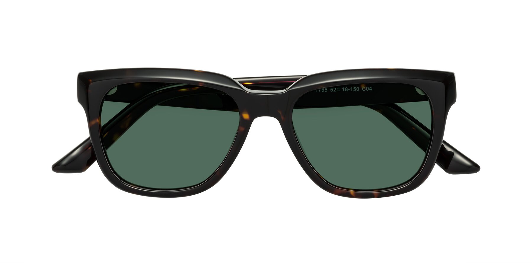 Folded Front of Cade in Tortoise with Green Polarized Lenses