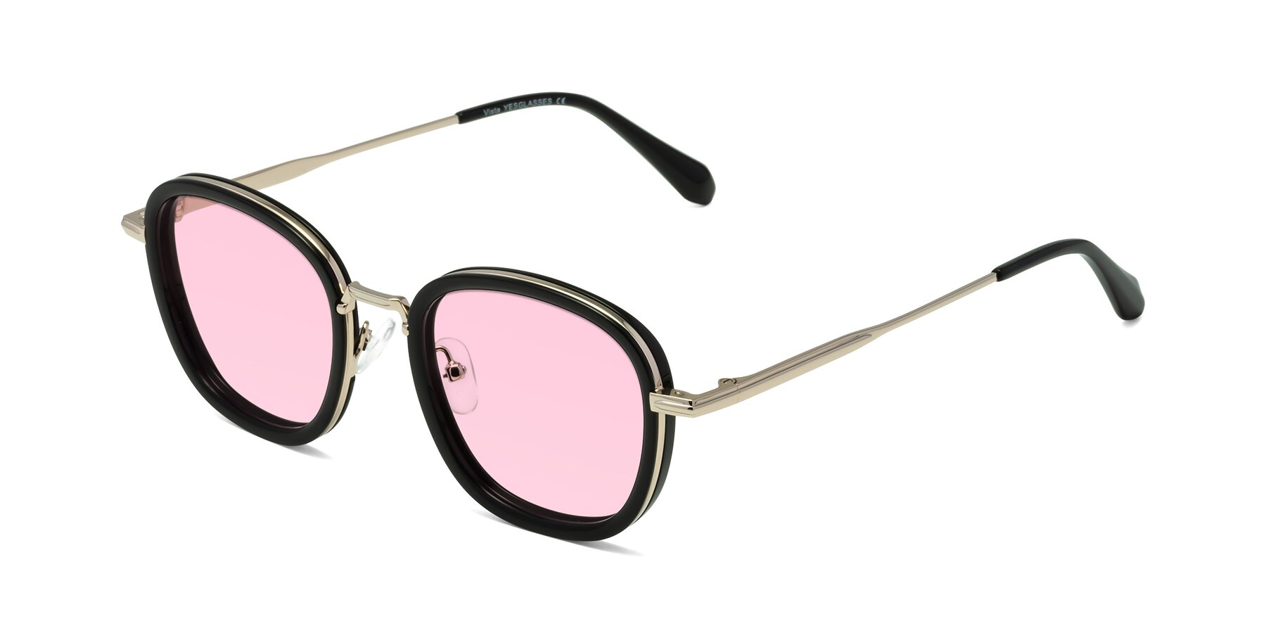 Angle of Vista in Black-Light Gold with Light Pink Tinted Lenses