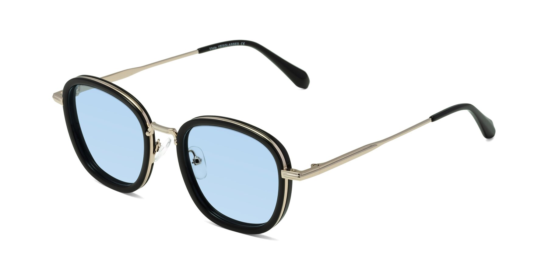 Angle of Vista in Black-Light Gold with Light Blue Tinted Lenses