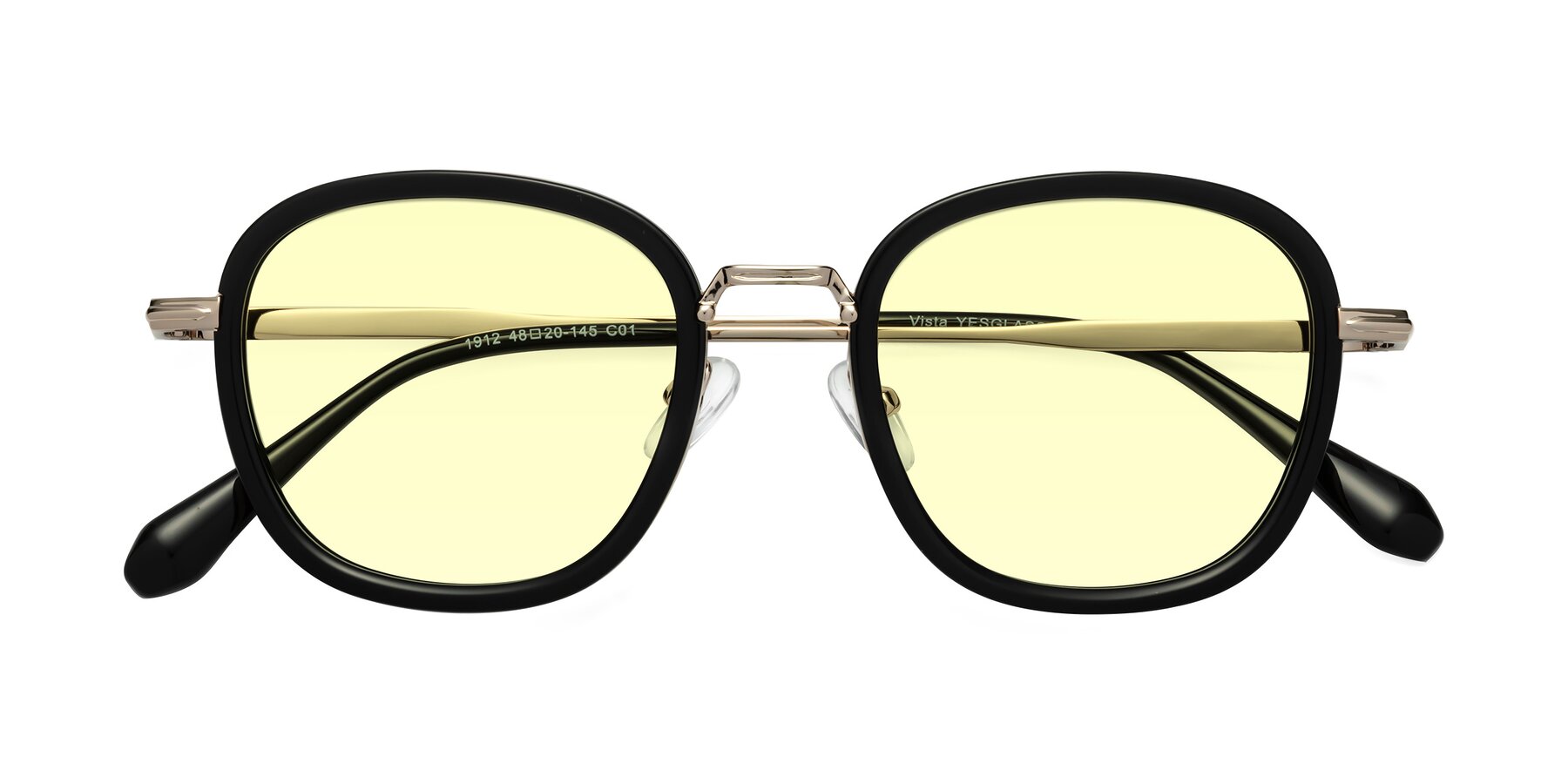 Folded Front of Vista in Black-Light Gold with Light Yellow Tinted Lenses