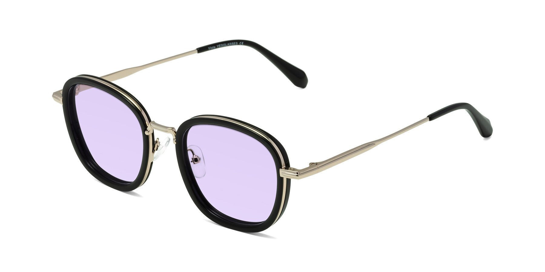 Angle of Vista in Black-Light Gold with Light Purple Tinted Lenses