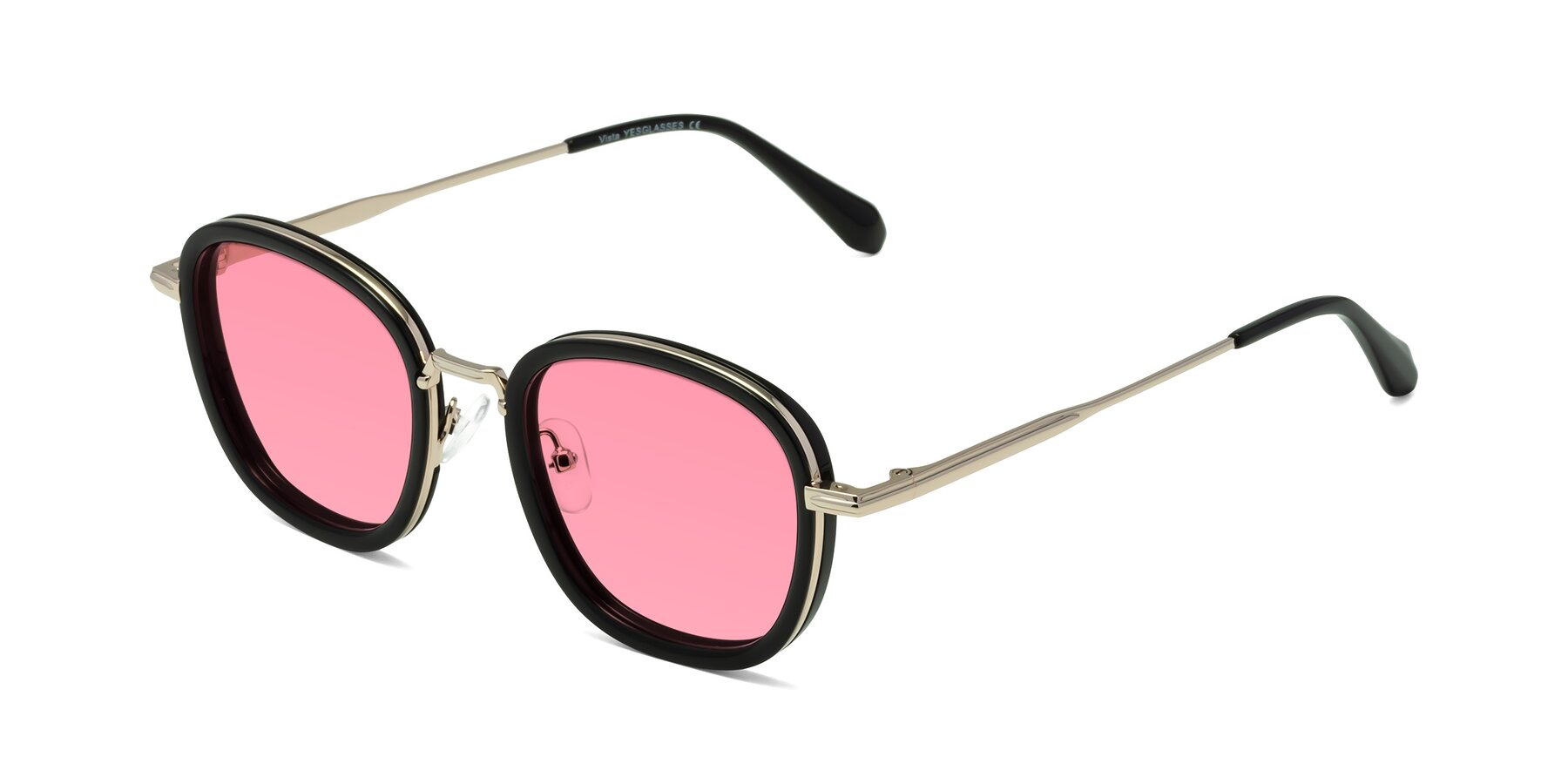 Angle of Vista in Black-Light Gold with Pink Tinted Lenses