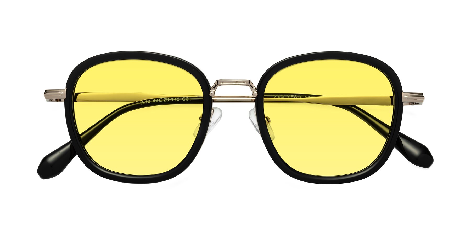 Folded Front of Vista in Black-Light Gold with Medium Yellow Tinted Lenses