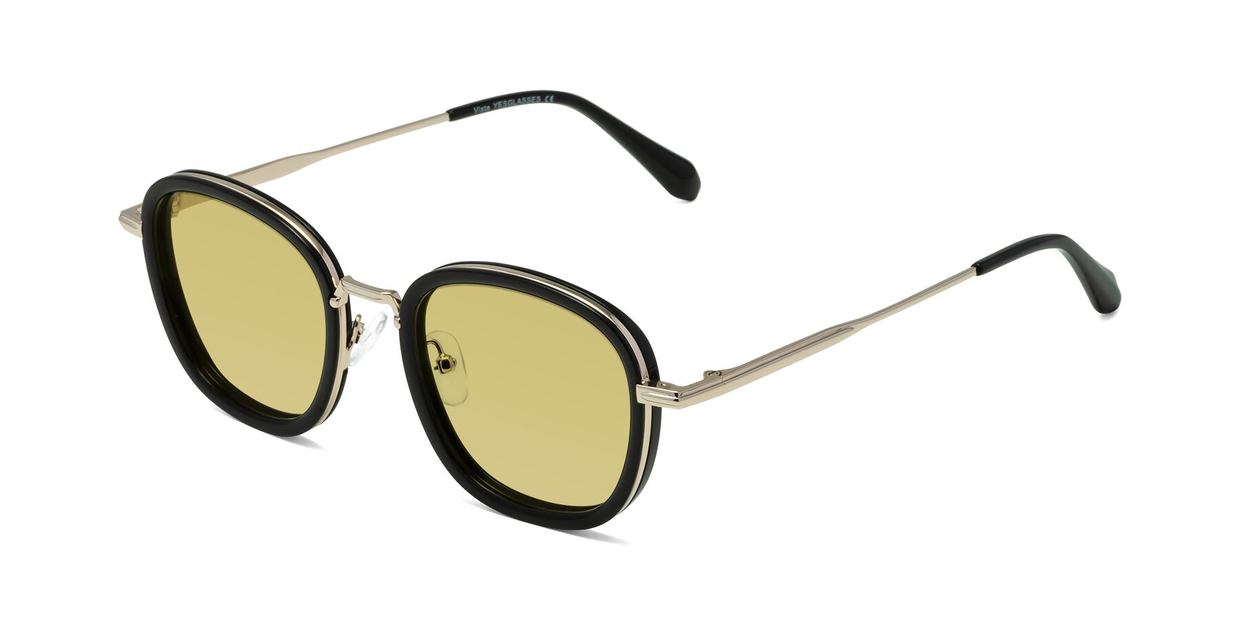 Angle of Vista in Black-Light Gold with Medium Champagne Tinted Lenses