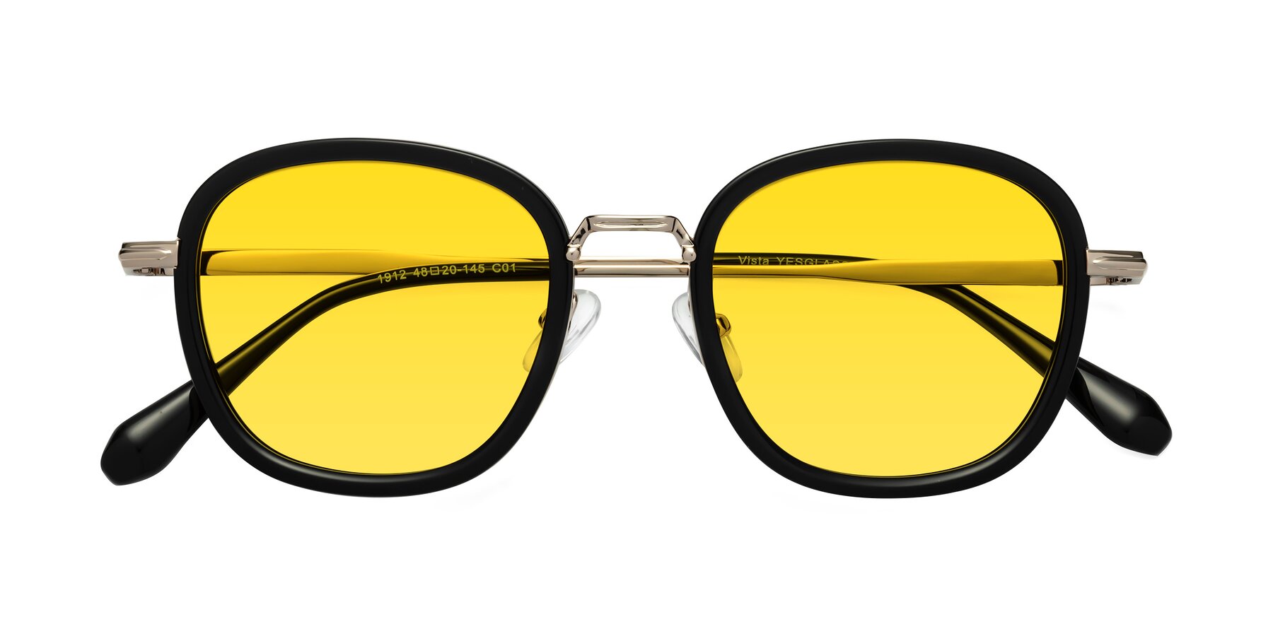 Folded Front of Vista in Black-Light Gold with Yellow Tinted Lenses