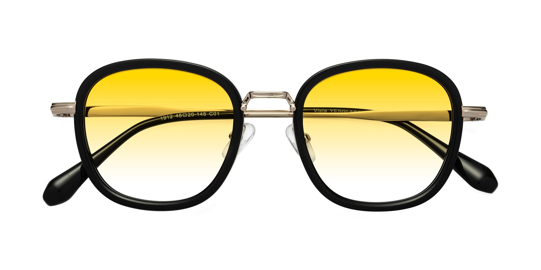 Folded Front of Vista in Black-Light Gold with Yellow Gradient Lenses