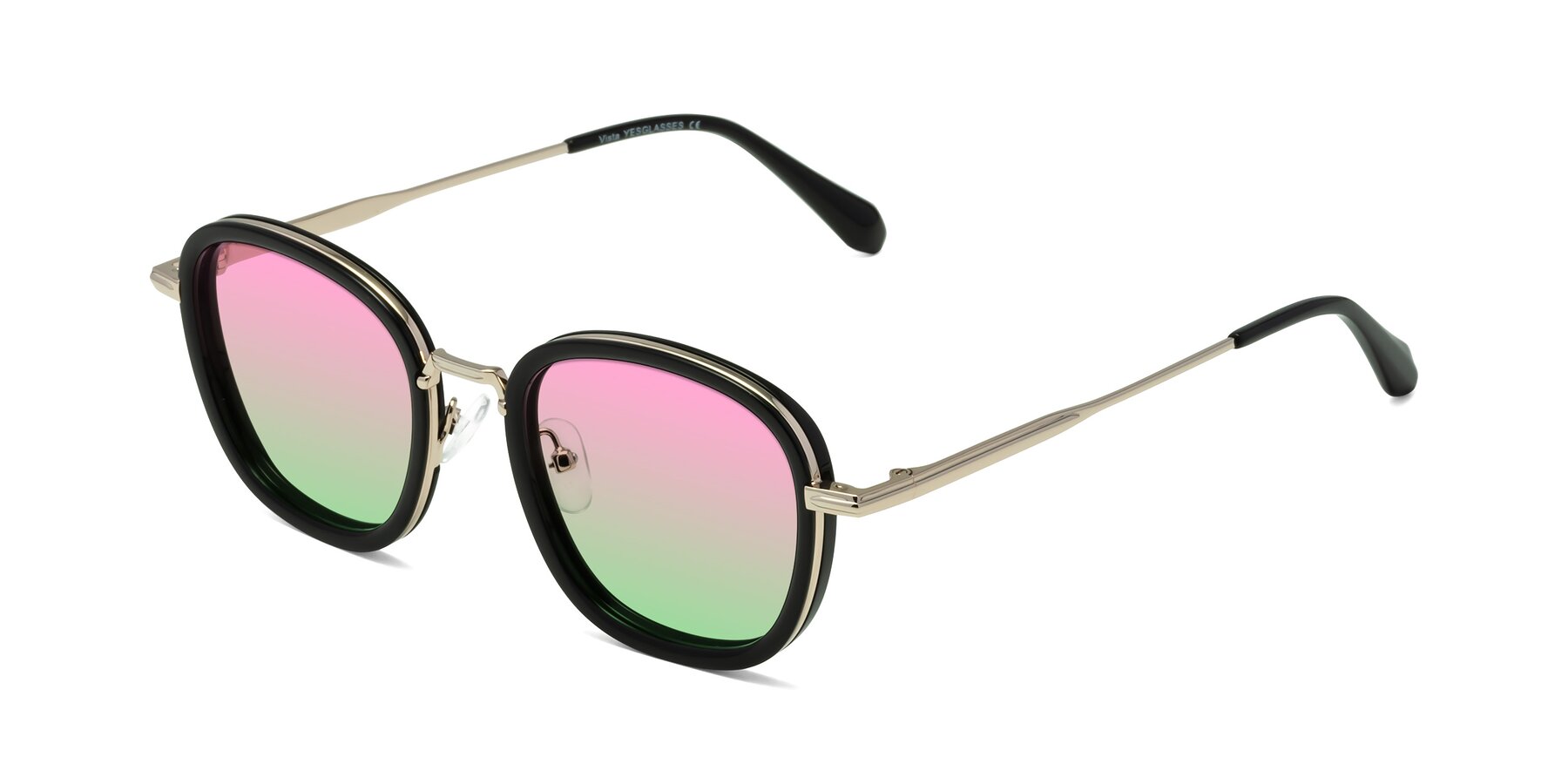 Angle of Vista in Black-Light Gold with Pink / Green Gradient Lenses