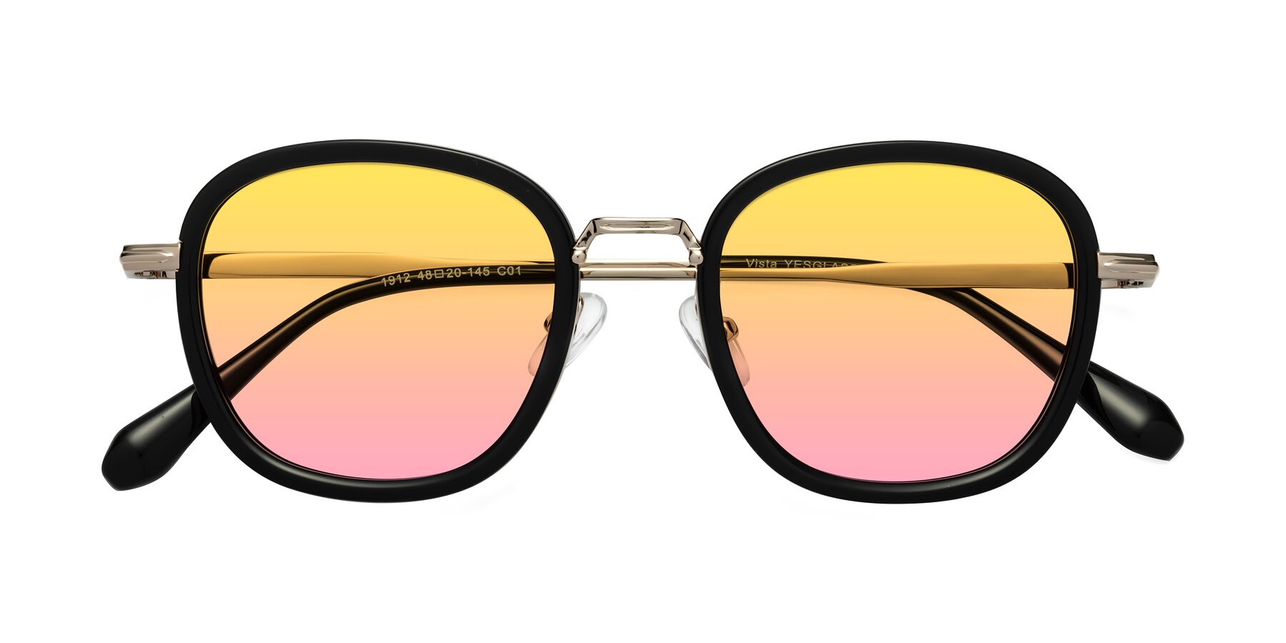 Folded Front of Vista in Black-Light Gold with Yellow / Pink Gradient Lenses