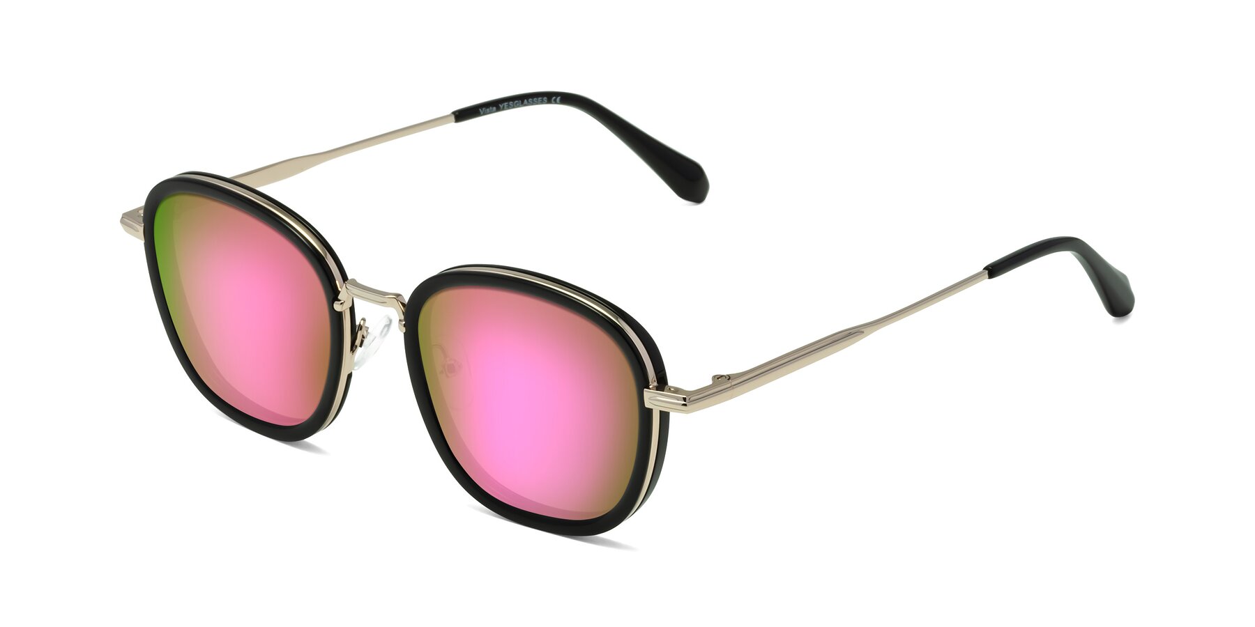 Angle of Vista in Black-Light Gold with Pink Mirrored Lenses