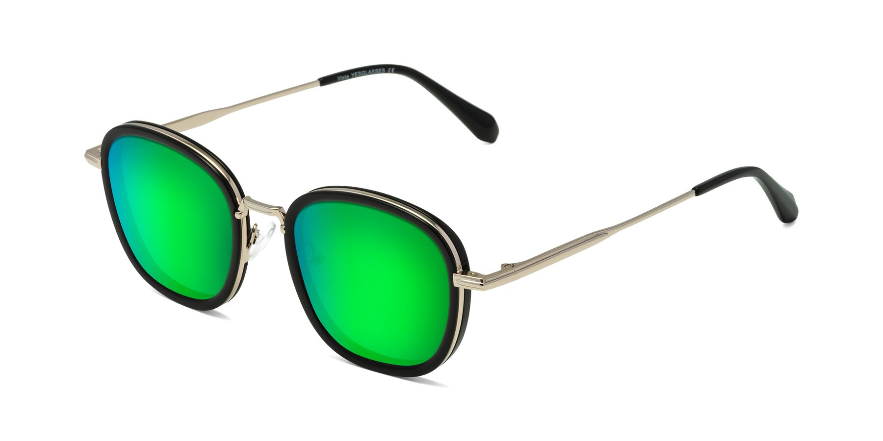 Angle of Vista in Black-Light Gold with Green Mirrored Lenses