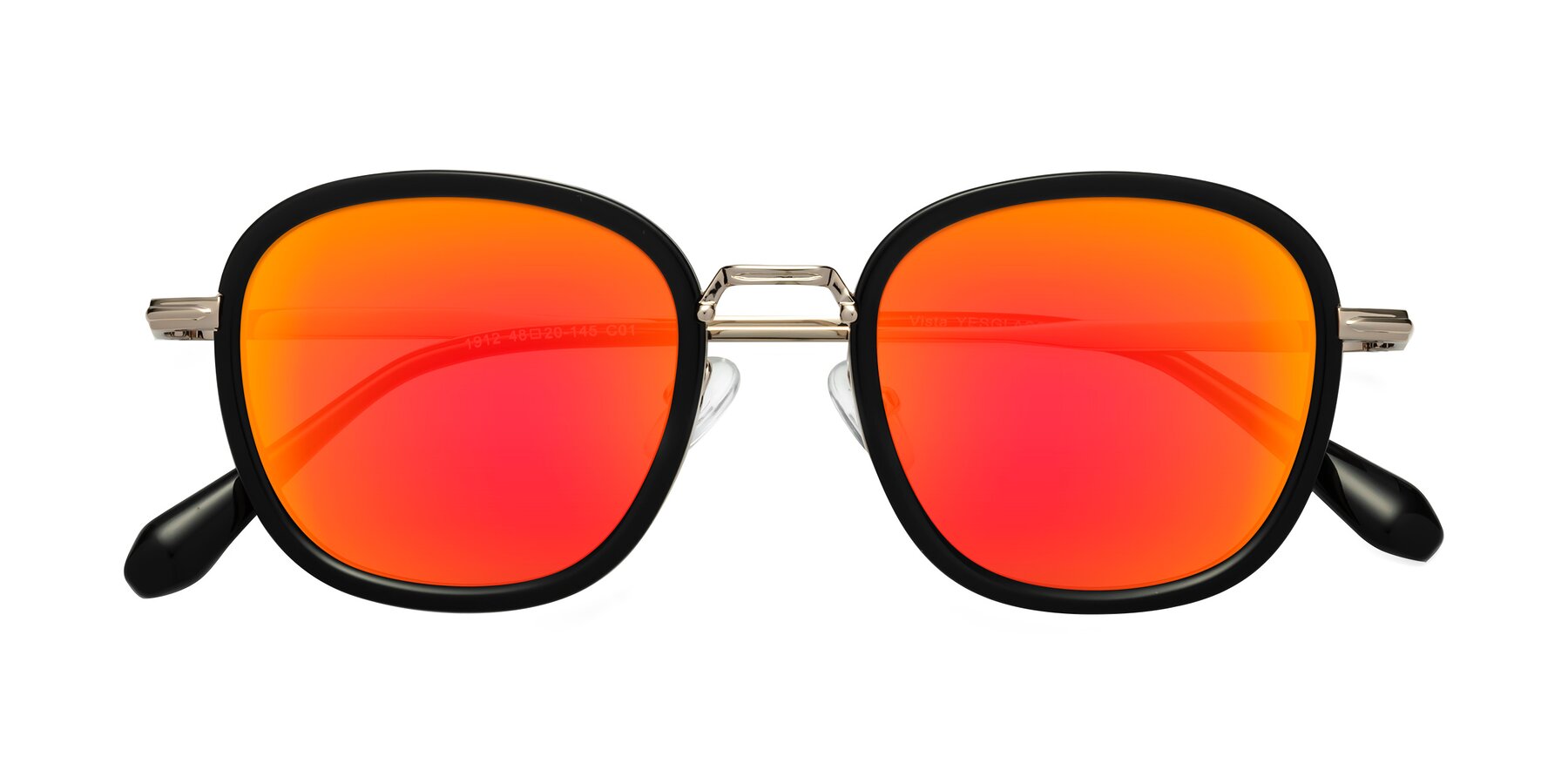 Folded Front of Vista in Black-Light Gold with Red Gold Mirrored Lenses